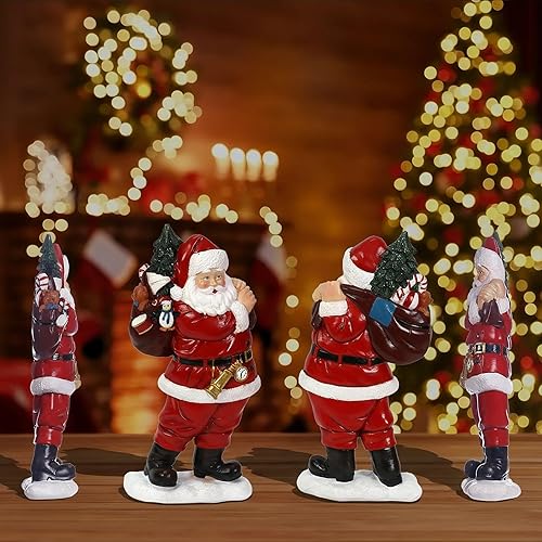 Miniatura 5 de Figura de resina de Papá Noel de 11 pulgadas, estatuas de Navidad, árbol de Navidad, rústico, vintage, diseño de interiores, escultura de mesa para