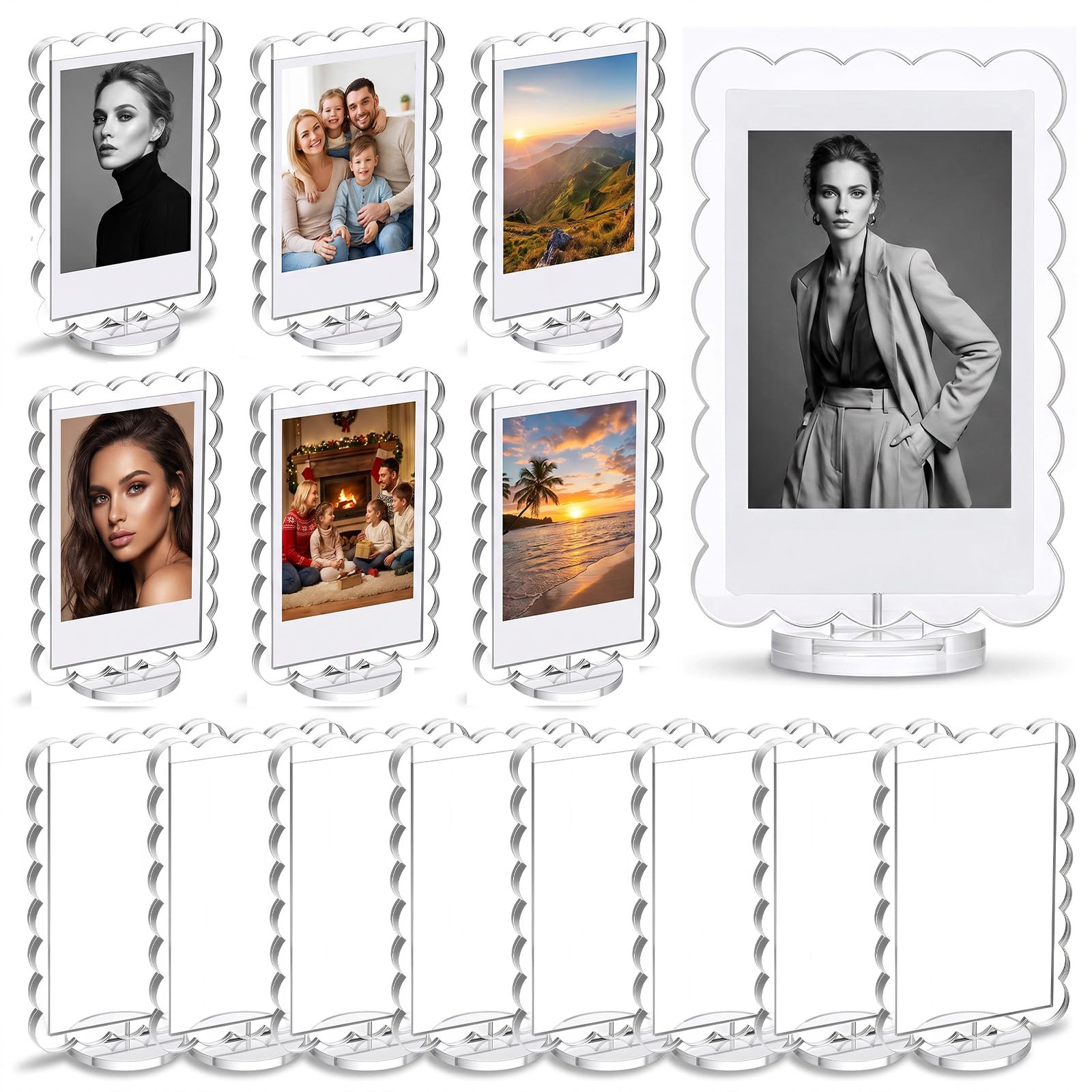 Lot de 15 cadres photo en acrylique transparent premium avec support rigide