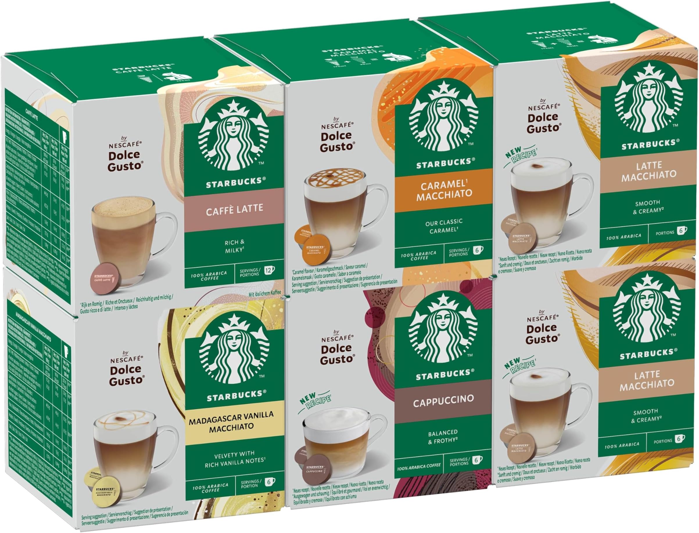 White Coffee Cup Variety Pack by NESCAFÉ Dolce Gusto, Coffee Capsules 6 x 12 (72 Capsules) – Amazon Exclusive