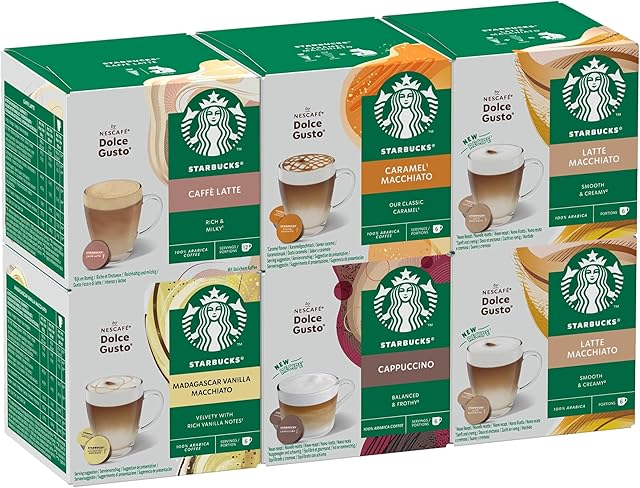 STARBUCKS Zestaw Białych Kaw od Nescafé Dolce Gusto Kapsułki Kawy 6 x 12 (72 Kapsułki) - Amazon Exclusive