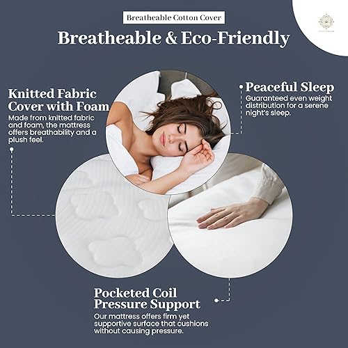 Miniatura 6 de Oliver & Smith - Colchón híbrido de espuma viscoelástica fresca de 10 pulgadas y resortes con funda transpirable, parte superior ajustada cómoda,