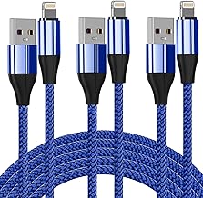 FEEL2NICE iPhone Charger Cable [MFi Certified] ，(3 Pack 10 Foot) Nylon Braided Lightning Cable, iPhone Charging Cord USB Cable Compatible with iPhone 11/Pro/X/Xs Max/XR/8 Plus /7 Plus/6/ iPad （Blue）