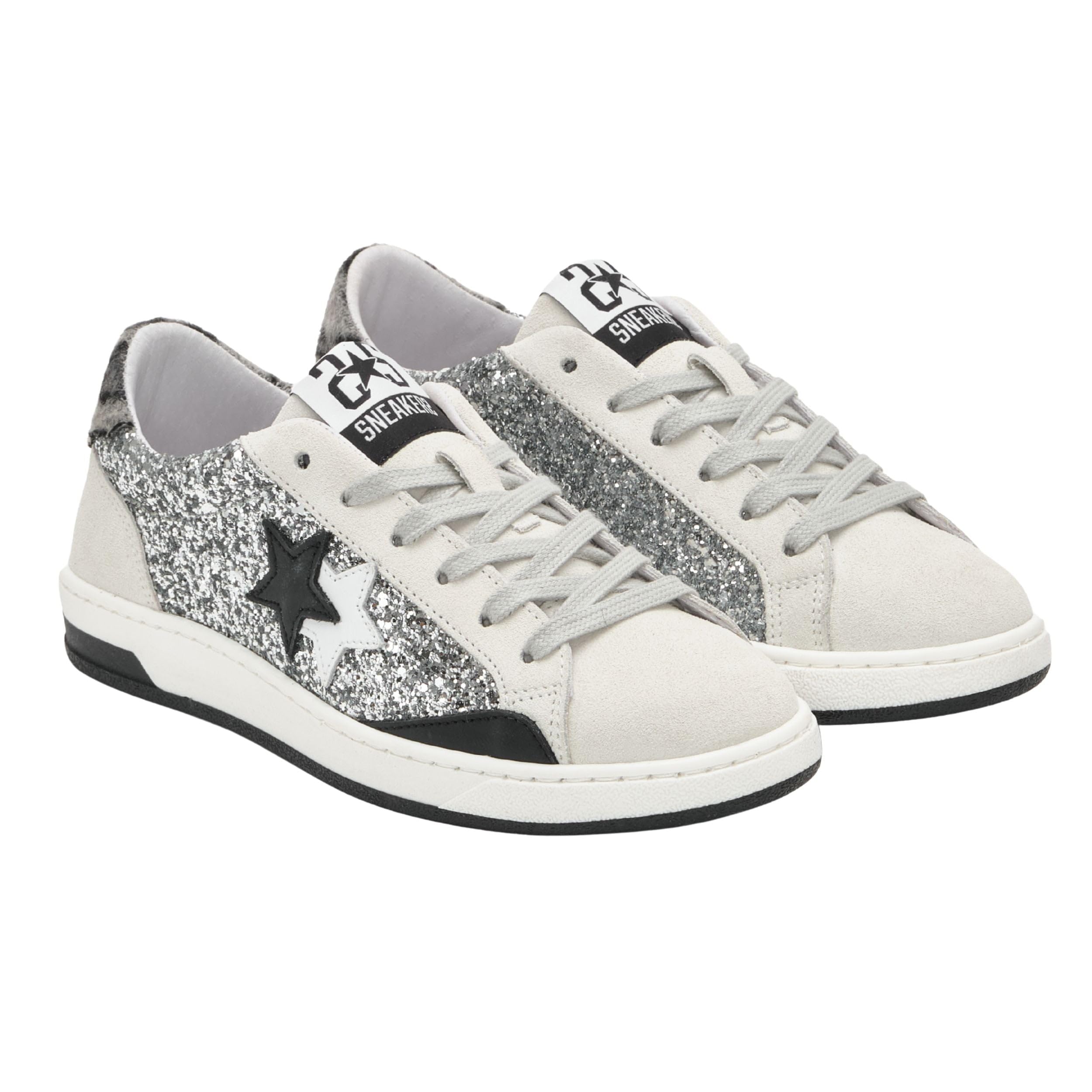 2Star Scarpe Sneaker Casual Pelle Bianco/Argento