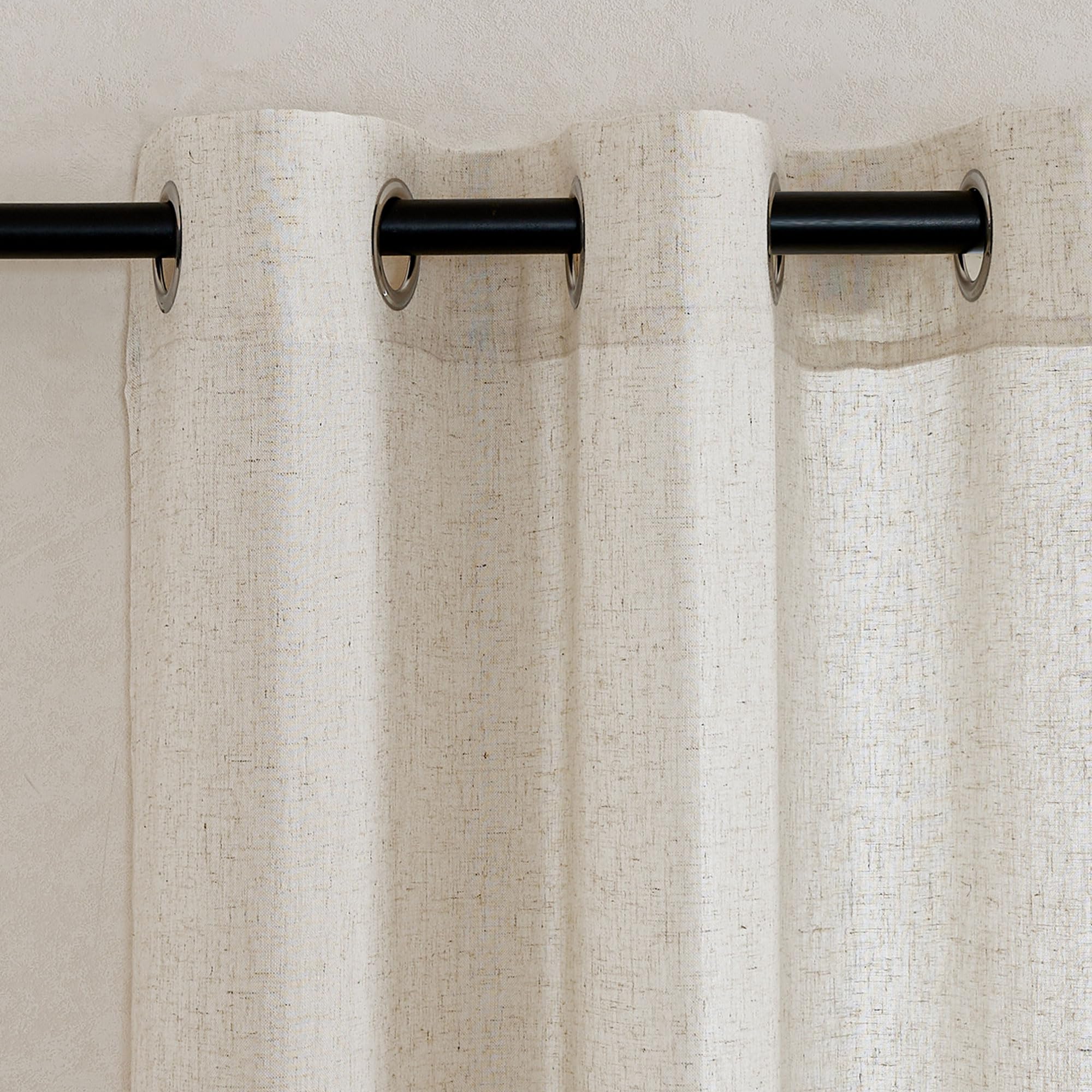 KGORGE Cortinas Salon Modernas 2 Piezas Cortina Lino Cortinas de Casa Cortinas Dormitorio Matrimonio Cortinas Translucidas Cortina Ventana Cortinas Habitacion con Ojales, 140x240cm, Lino Global Recycled Standard OEKO-TEX STANDARD 100 Global Recycled Standard Global Recycled Standard
