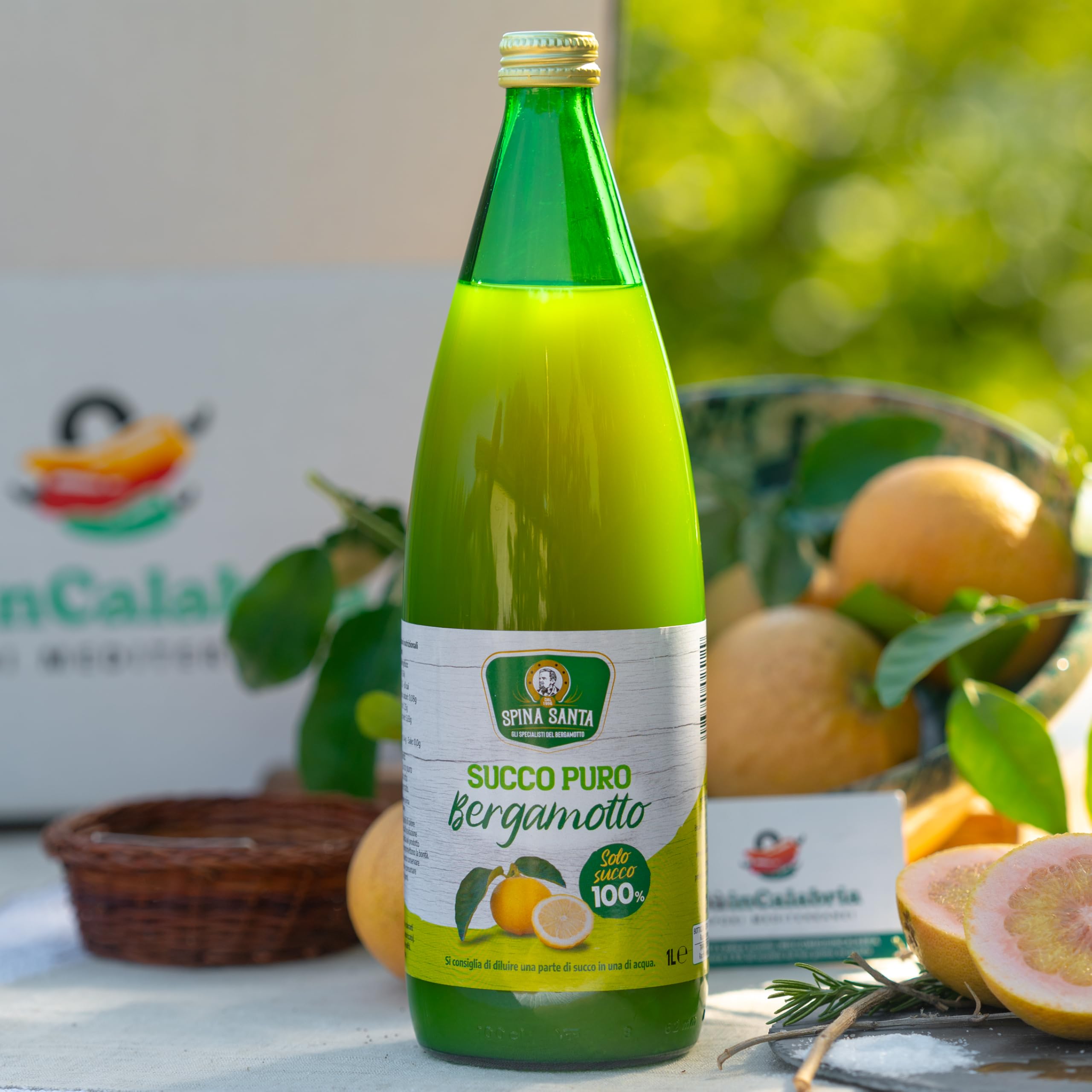 6 Bouteilles Jus de Bergamote Pur 100% - 1L Spina Santa: Goût et Bien-être de Calabre