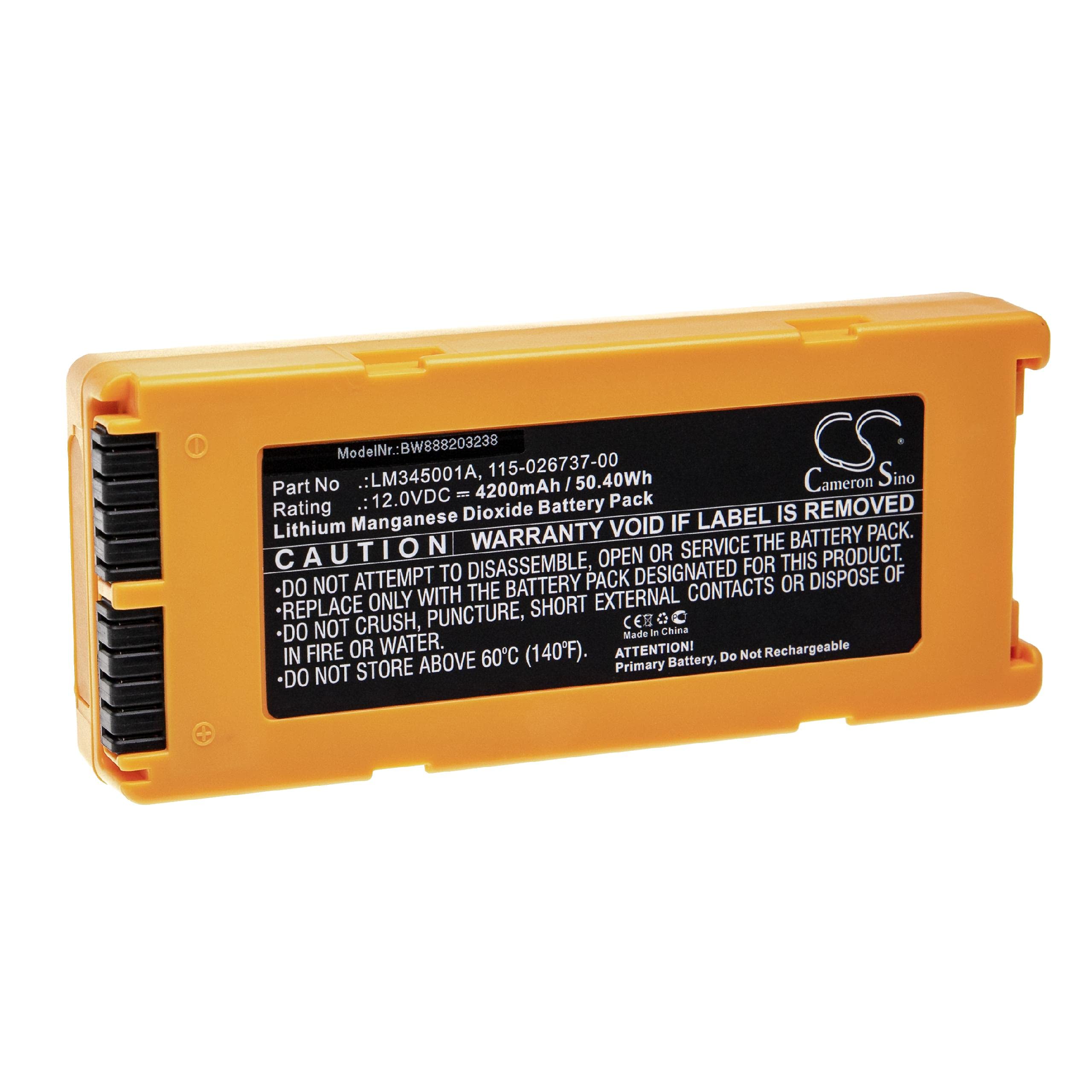 vhbw batteria sostituisce Mindray LM34S001A, 022-000124-00, 115-026737-00, LM345001A per strumentazione medica (4200mAh, 12V, Li-MnO2)