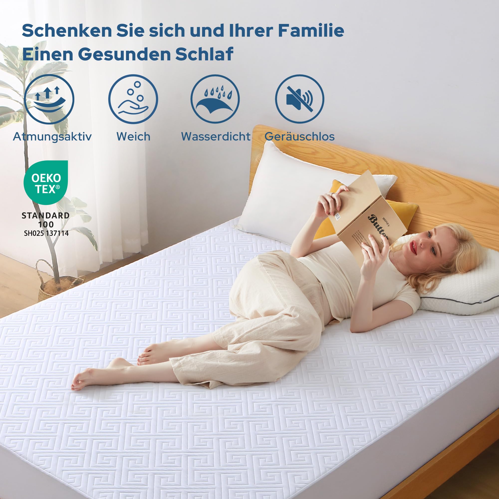 BEDLORE Protège Matelas 180x200 cm, Imperméable Housse Protection Matelas Bonnet 40 cm avec Élasticité Tout Autour, Protege-Matelas Certifié Oeko-TEX, Alèse Souple et Respirant Drap Housse (Blanc)