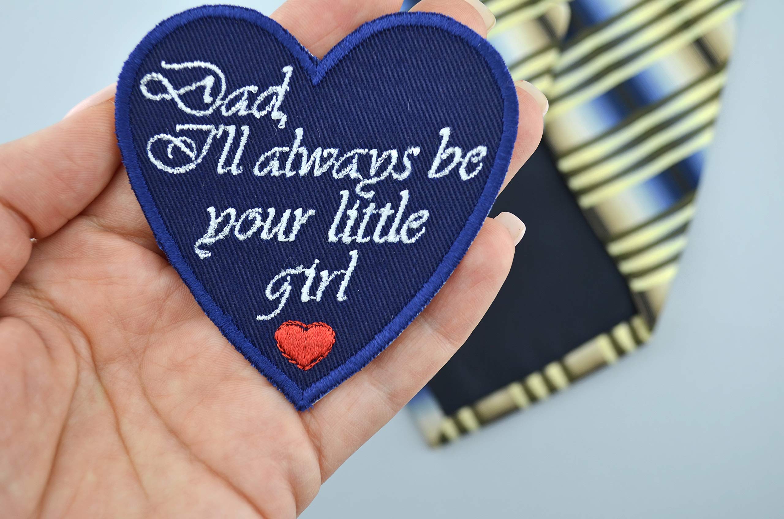 Father of the Bride Dad Tie Patch Wedding Gift Embroidered Label I'll always be your little girl (Father of the Bride)