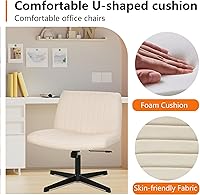 Vista 4 de Silla de oficina Criss Cross - Asiento ancho, sin brazos, altura ajustable, tela, beige