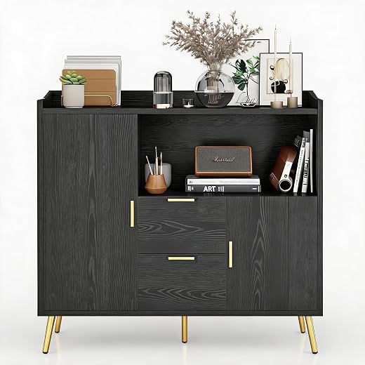 Modern 40" Sideboard Buffet Cabinet (Black/White) - $119.99