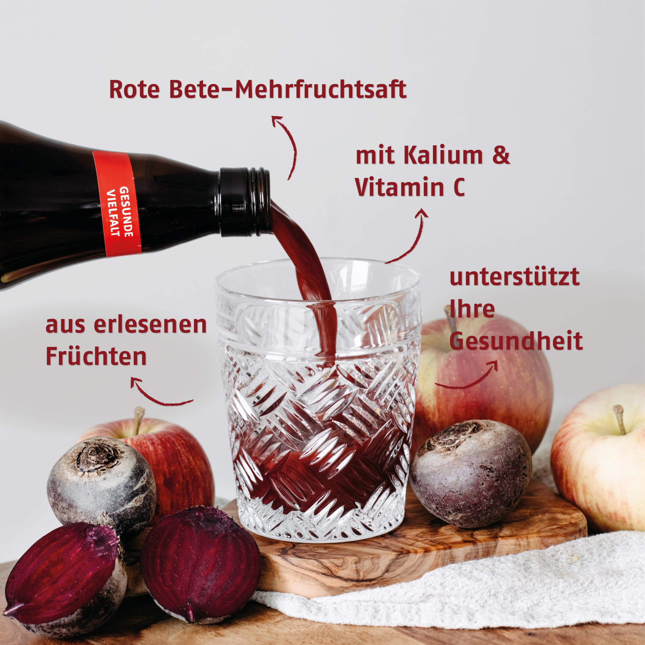 RABENHORST Gesunder Blutdruck BIO 6er Pack (6 x 700 ml) | Rote Bete-Mehrfruchtsaft mit Kalium für einen normalen Blutdruck