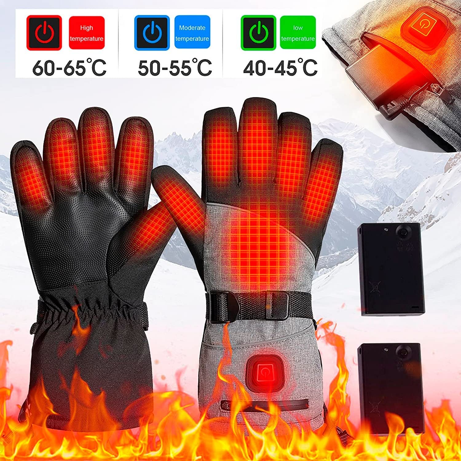 Senderismo Guantes térmicos Invierno Camping al aire libre Guantes térmicos Guantes de caza Control de temperatura de tres paradas Guantes térmicos Guantes deportivos Monos de nieve para niños