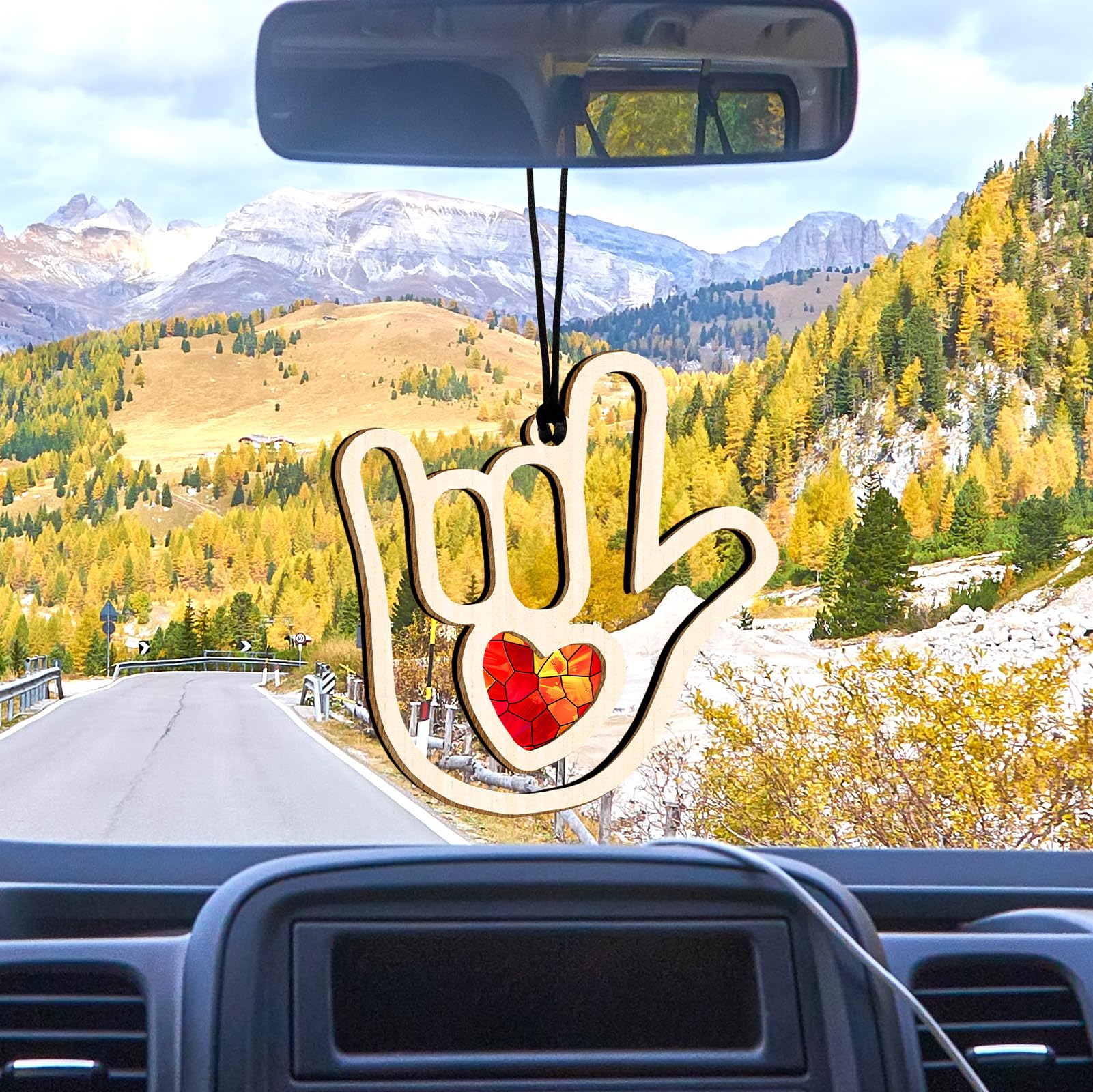 I Love You Acrylic Hanging Ornament, ASL Hand Sign Rock and Roll Gift Decoration, Sweet Acrylic Heart Hands Decor for Friendship Gift, Send Love to Sister, Bestie Friends Family