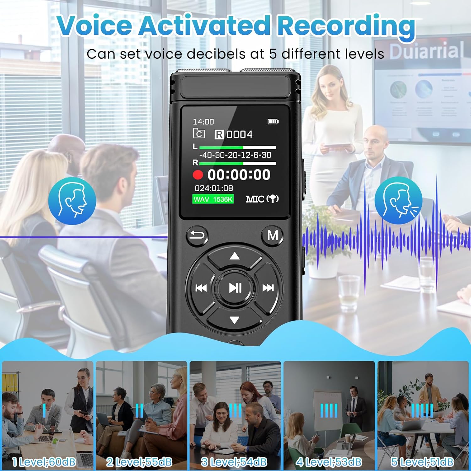 136GB Digital Voice Recorder with Playback,9000 Hours Audio Recording Device,Voice Activated Recorder with Noise Reduction,A-B Repeat,Mp3 Player and Password for Lectures Meeting/Classes/Interviews - Image 4