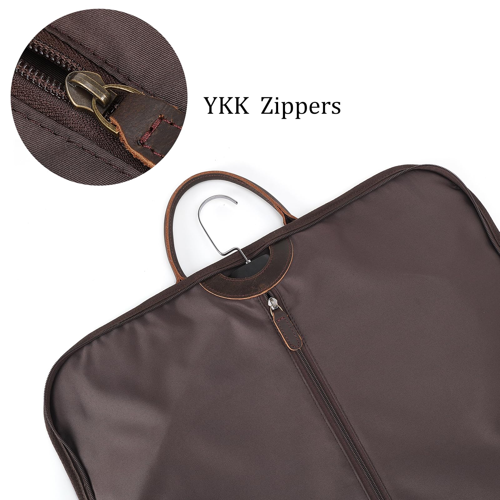 Polare gewachstes Segeltuch, Vollnarbenlederbesatz, Handgepäcktasche für Reisen, faltbar, zum Aufhängen, staubdicht, wasserdicht, mit YKK-Reißverschluss und verstellbarem Riemen