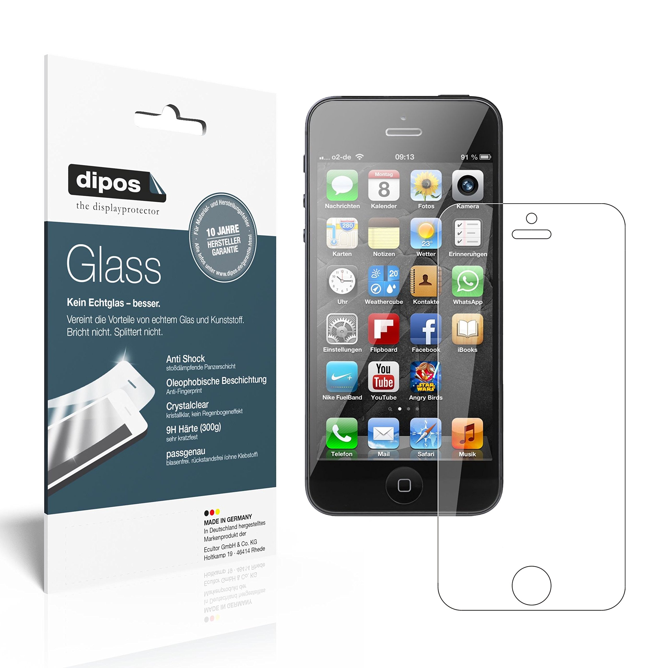 Ecultor I 2x Screen Protector compatible with Apple iPhone 5 / 5S / 5C / SE Flexible Glass 9H Display Protection