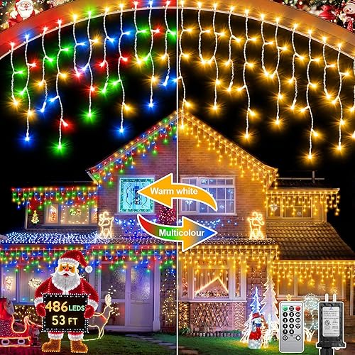 Miniatura 23 de Luces de Navidad de 159 pies para exteriores, 1458 LED impermeables, luces de Navidad para exteriores con enchufe, temporizador y memoria, 8 modos
