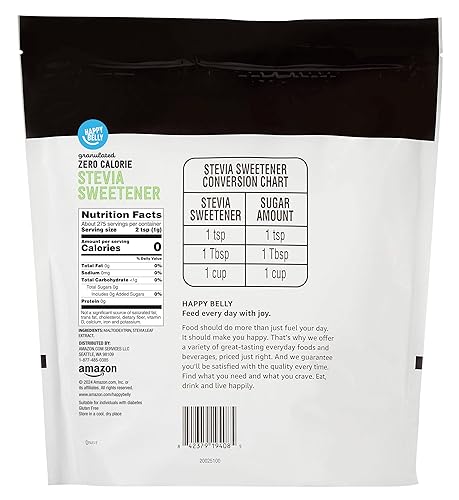 Miniatura 2 de Amazon Brand Happy Belly - Paquete de edulcorante granulado cero calorías Stevia, 9.7 onzas (paquete de 1)