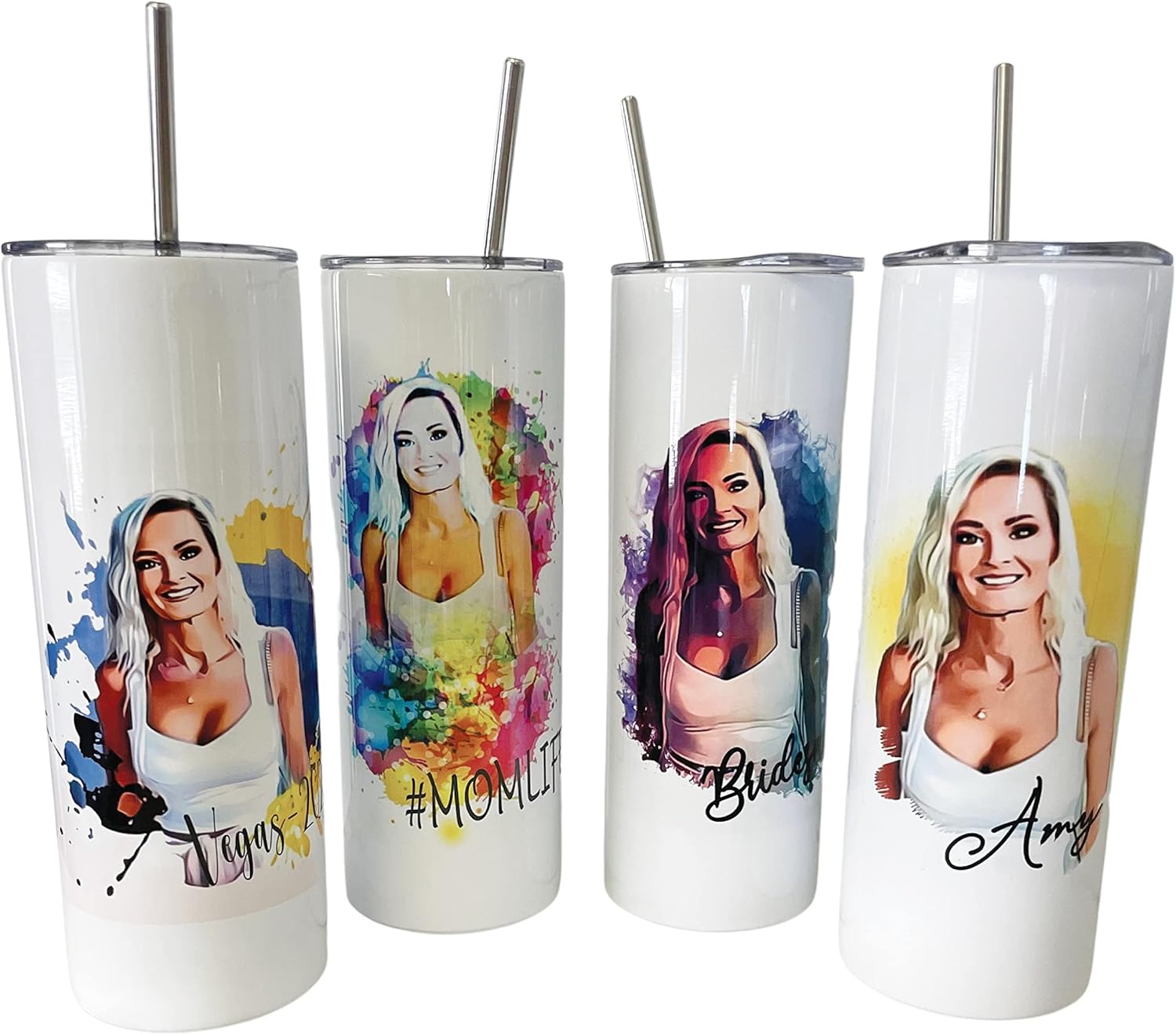 Personalized Insulated 20oz 30oz Tumbler | Water Bottle | Custom Photo Art | Stainless Steel Insulated Cup | Travel Cup | Double Wall Coffee Cup for Hot and Cold Drinks (Rainbow 2)