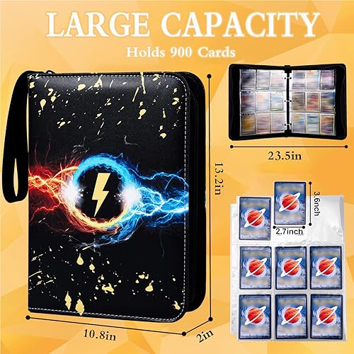 Miniatura 4 de Carpeta de tarjetas de 9 bolsillos, 900 bolsillos con 50 fundas extraíbles para tarjetas de tamaño estándar, carpeta de tarjetas coleccionables TCG,