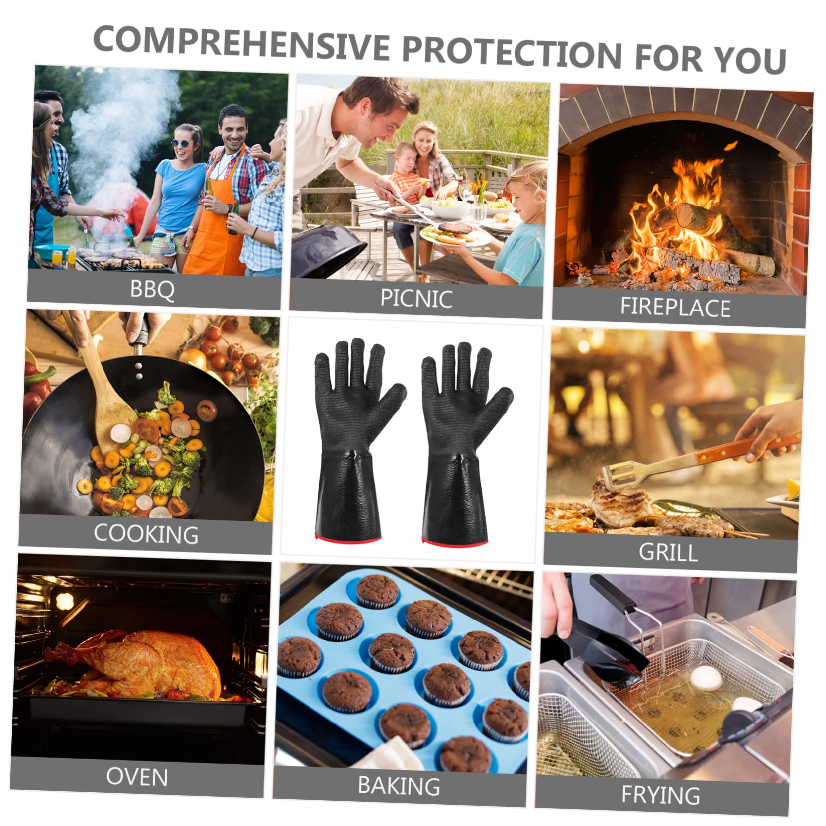 Holibanna Guantes De Neopreno Resistentes Al Calor Guantes Para Asar Protectores De Manos Para Barbacoa Impermeables Para Cocinar