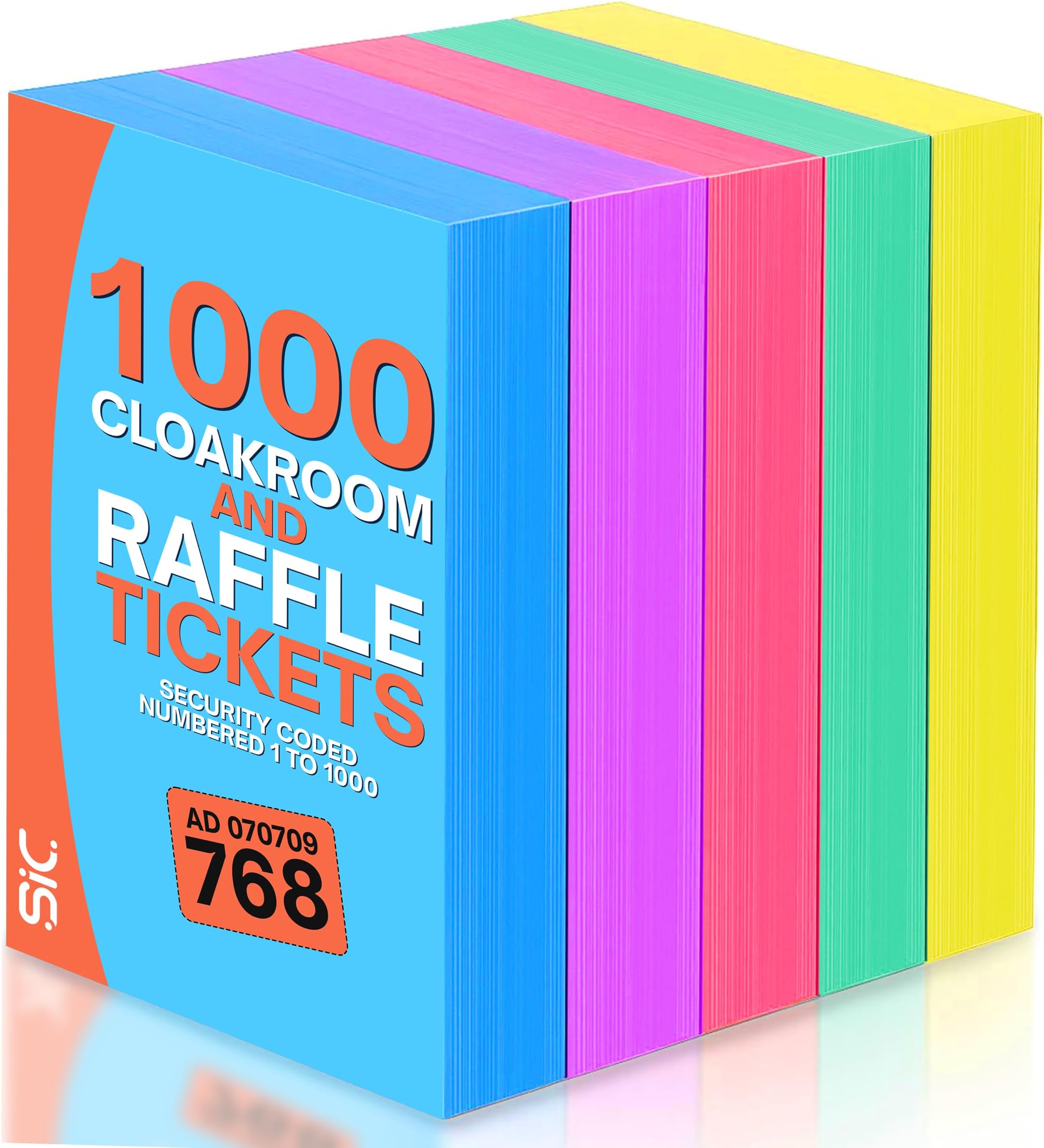 SIC 5-Pack Raffle Tickets Books 1-1000 – Cloakroom & Tombola Drum Tickets with Security Numbering – Numbered Raffle Books – Ideal for Fundraising, Prize Draws & Charity Events