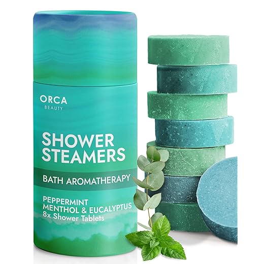 Shower Steamers Aromatherapy - Relaxation Gifts for Women, Shower Bombs, Unique Spa Gifts Shower Tablets, Stocking Stuffers for Women & Men (Peppermint and Eucalyptus Scent 8PC)