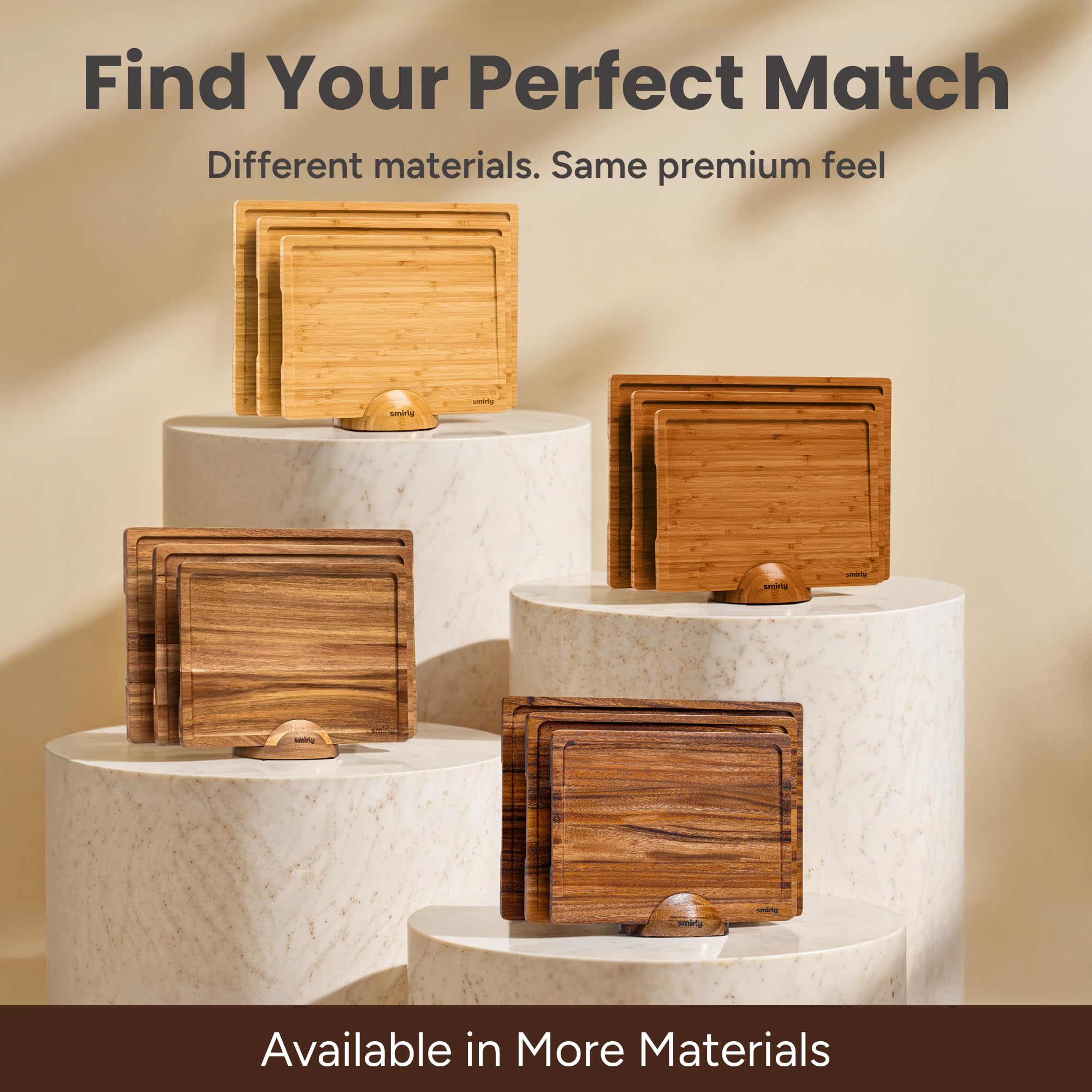 SMIRLY Tablas de cortar de madera para cocina, juego de tablas de cortar de bambú con soporte, juego de tablas de cortar de madera, tabla de cortar de madera, juego de tablas de cortar de madera