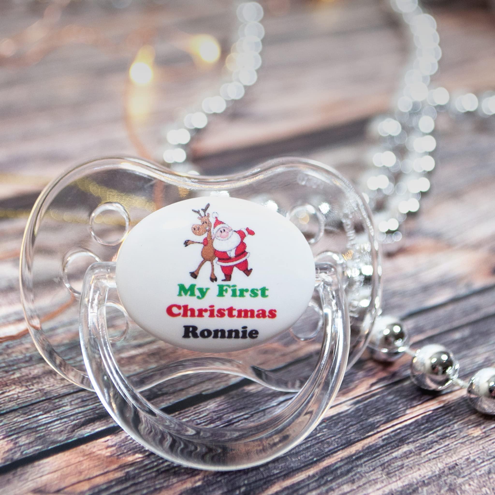 Personalised Dummy Pacifier Soother, All Teats, Sizes & Colours, First Christmas 5