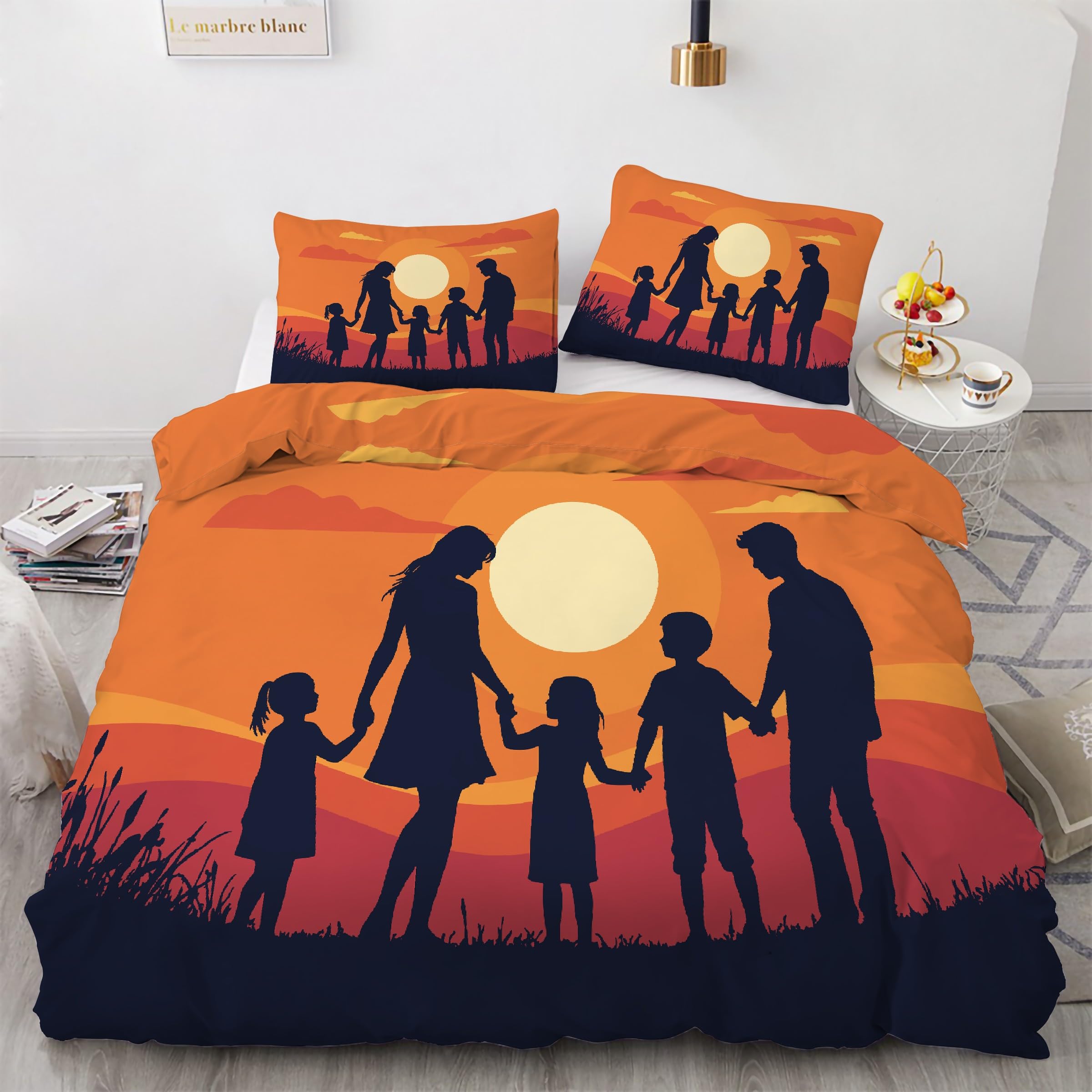 Housse de couette 160x200 microfibre douce parure lit soleil