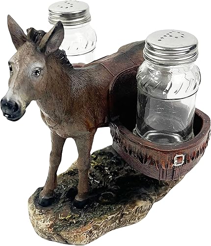 Urbalabs Western Armadillo, lobo, burro, cerdo y caballo, gran salero y pimentero, mesa de comedor, cocina, rancho, decoración rústica de vaquero,