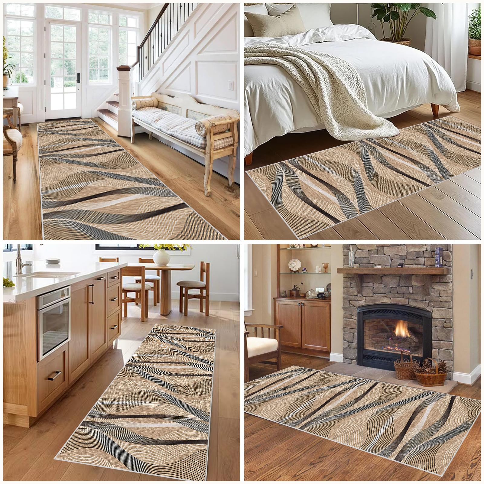 Teppich Läufer Flur Küche rutschfest Küchenteppich 60 x 150 cm Flurläufer Fußmatte Lang Waschbar Küchenläufer Teppich Flur Schmutzfangmatte Eingangsteppich Bettumrandung Teppichläufer für Flur Küche