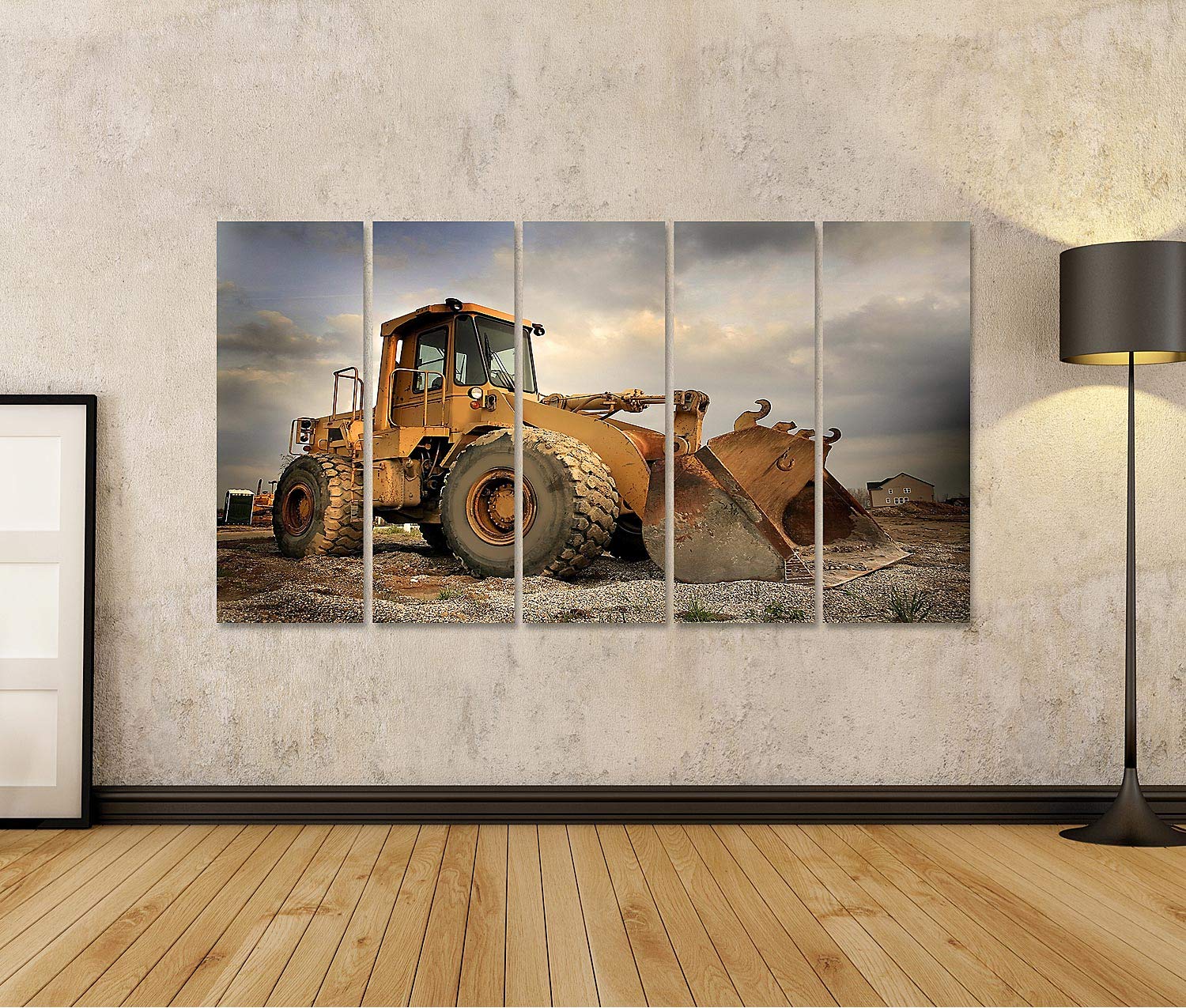 islandburner Bild auf Leinwand Baumaschinen Himmel Hintergrund Baustelle Bilder Wandbilder Poster