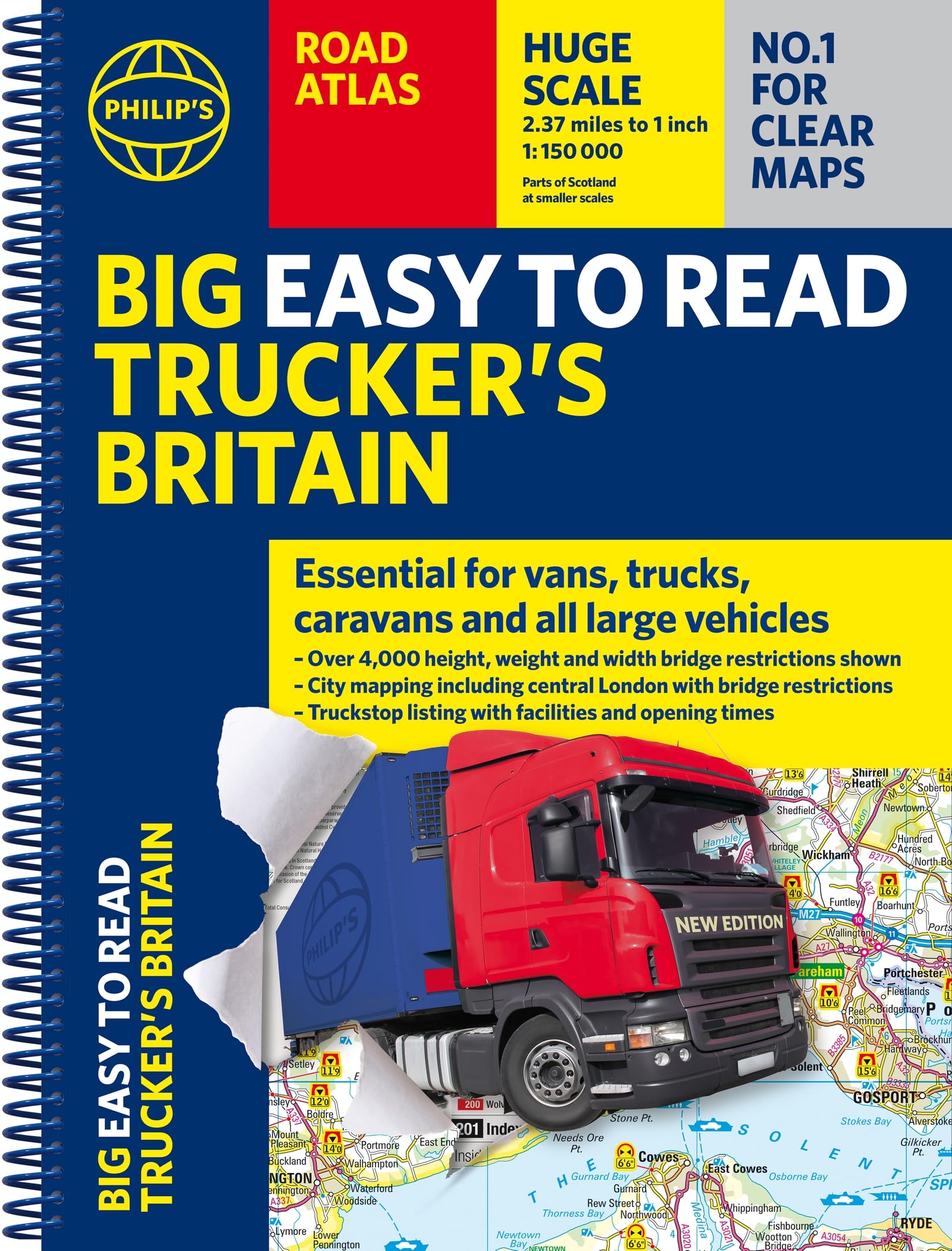 Philip's Big Easy to Read Trucker's Road Atlas Britain : Over 4,000 bridges mapped (A3 Spiral)