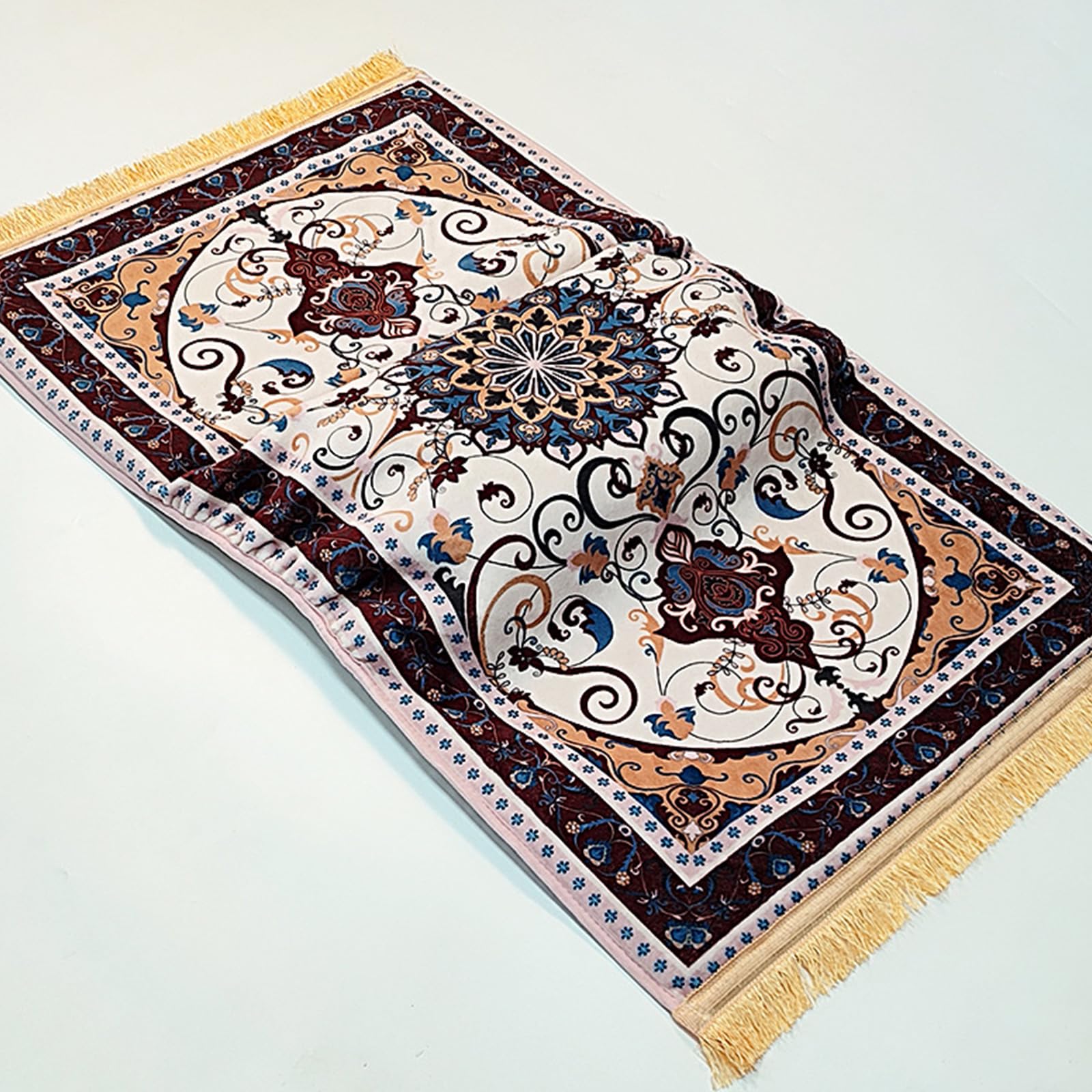 Tapis de prière en polyester extra épais de 8 cm avec base antidérapante, texture confortable, tapis de prière doux de 70 x 110 cm