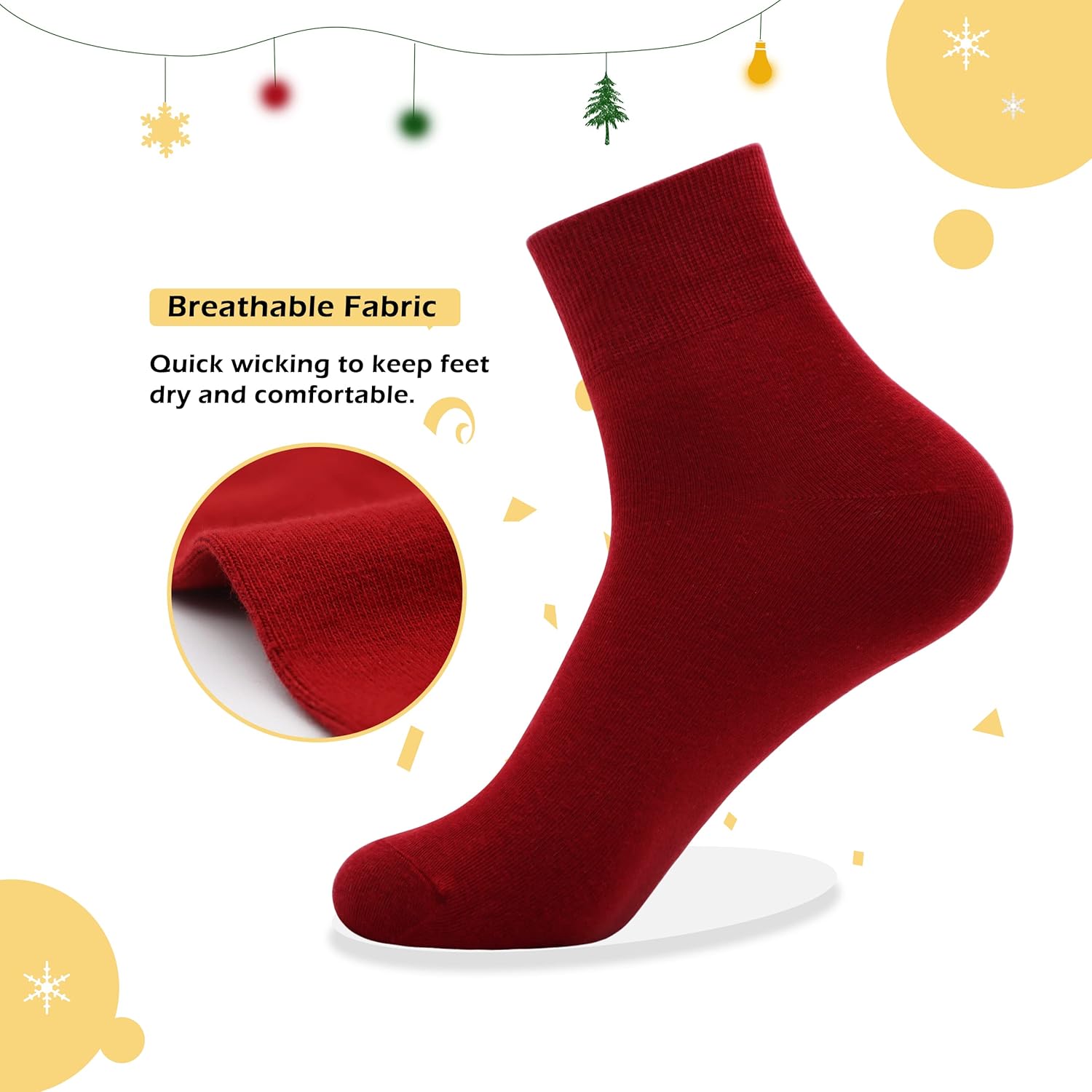 Sakusock Women's Cotton Socks, Soft Thin Breathable Moisture Wicking Ankle Crew Casual Socks 6 Pairs - Image 3