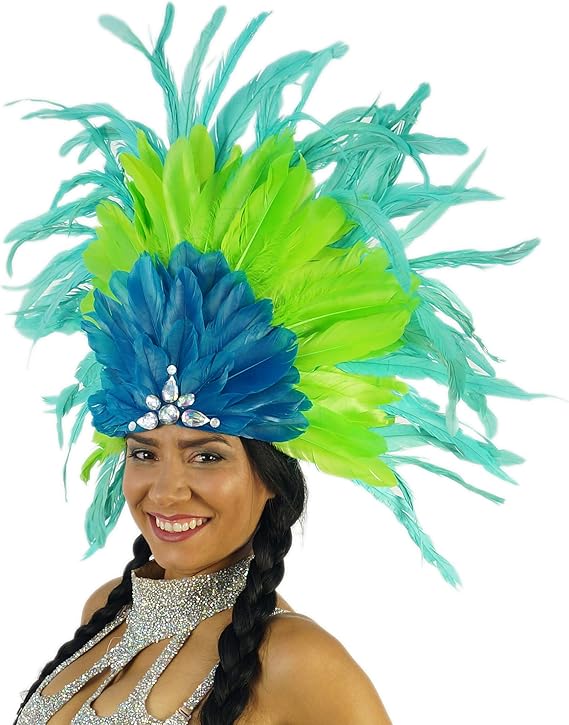 Zucker Feather Brazil Carnival Costume Samba Wing Set Blue Green Mardi Gras Rio Parade Wear Amazon Co Uk Toys Games