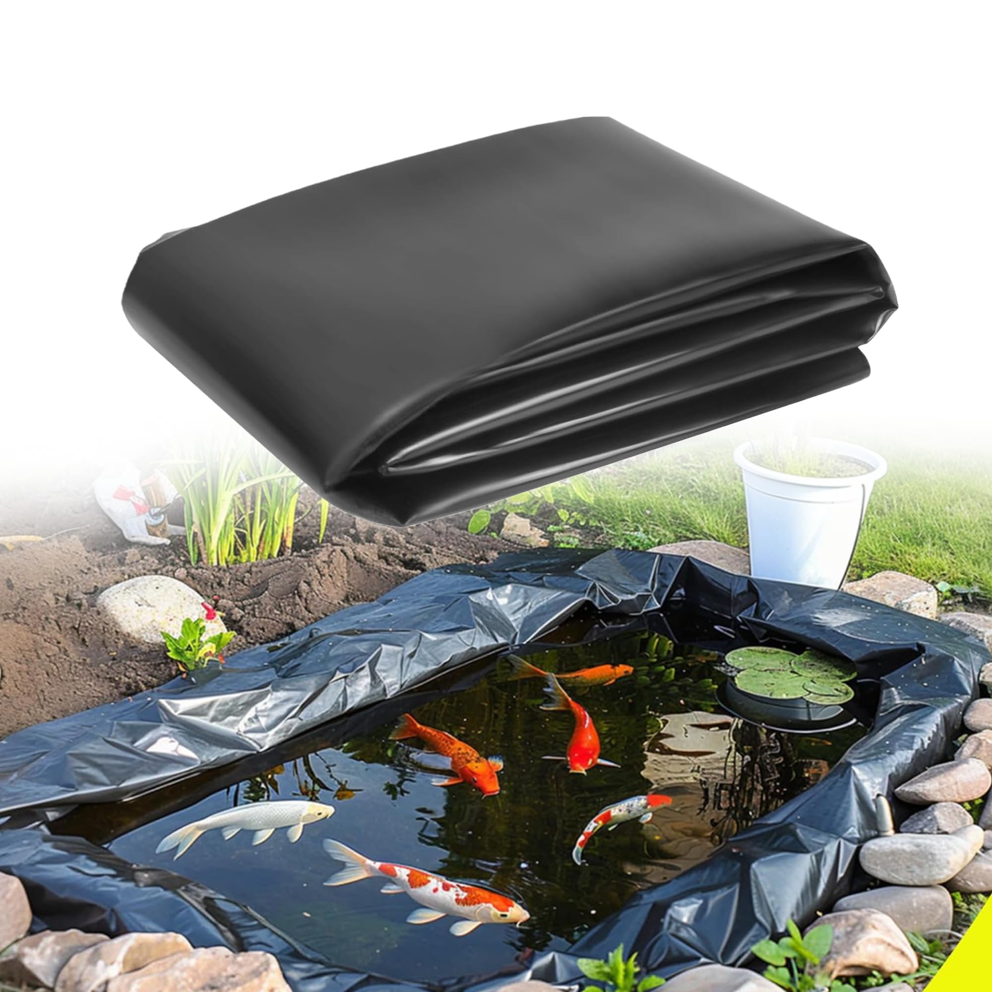 Bâche bassin 600 x 1600 cm noire pliante et inodore pour vos jardins aquatiques