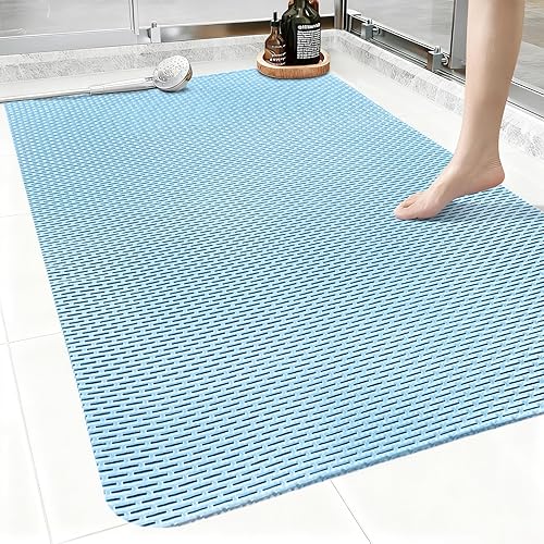 Miniatura 11 de Alfombrilla de ducha antideslizante: 35 x 24 pulgadas, extra grande para ducha interior, tapetes de ducha antideslizantes de PVC recortables, sin