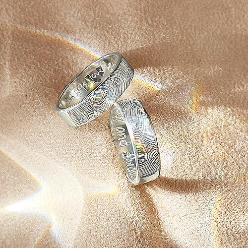 Miniatura 3 de Actual Fingerprint or Handwriting Ring Engraved From Photograph - Available in Vermeil Gold, Vermeil Rose Gold, or Sterling Silver