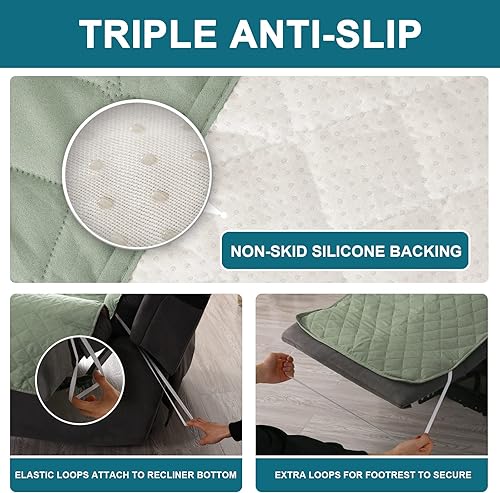 Miniatura 14 de Turquoize Fundas reclinables 100% impermeables para sillas reclinables, fundas antideslizantes para reclinables de gran tamaño con correas