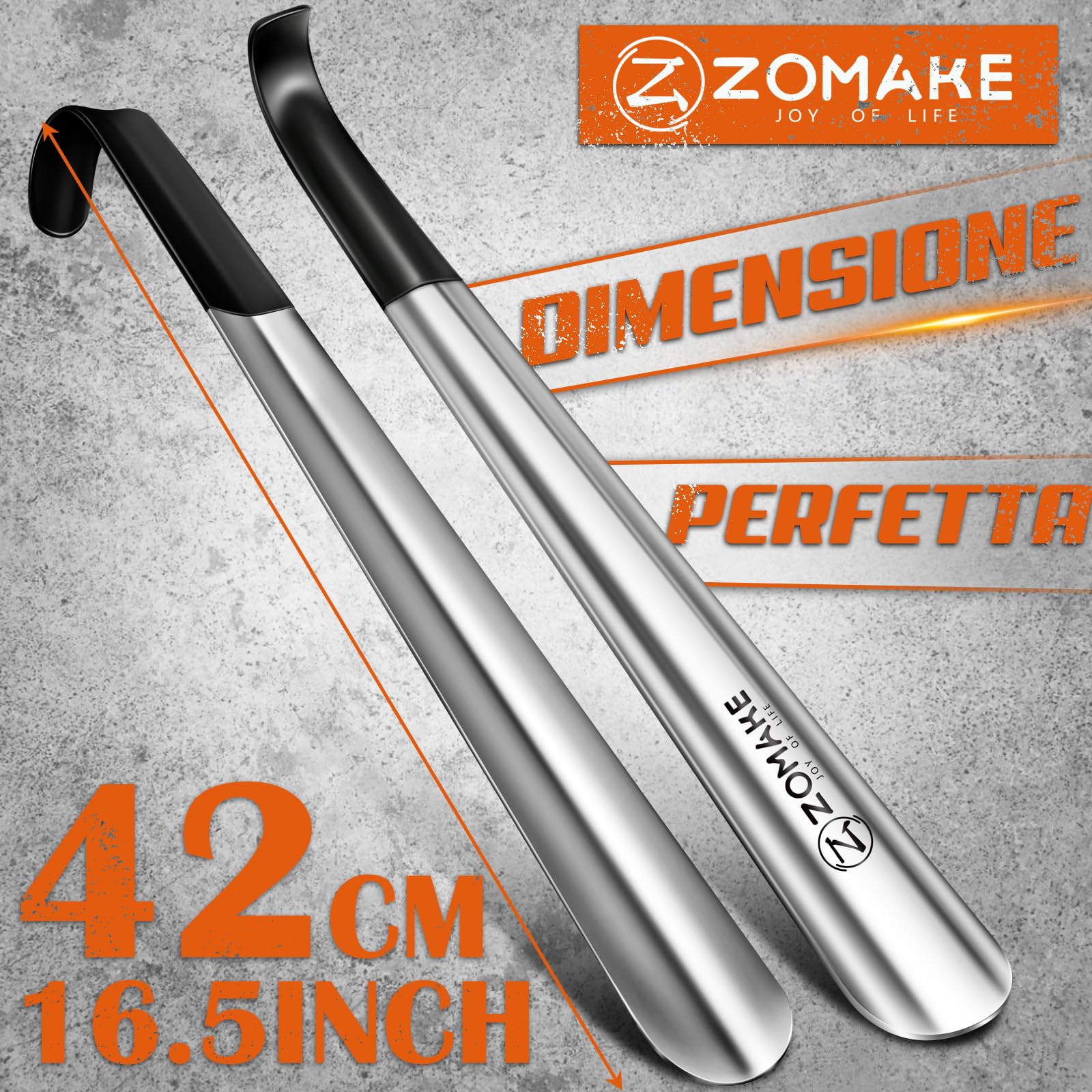 ZOMAKE Calzascarpe Lungo, Calza Scarpe Metallo 42cm, Calzante per Scarpe Acciaio Inossidabile, Shoe Horn per Uomini Donne Anziani