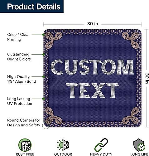 Miniatura 156 de My Sign Center - Letrero personalizado, 11 colores de fuente, 13 estilos de fuente, 4 opciones de agujero, 22 tamaños, 8 x 32 pulgadas, sin óxido,