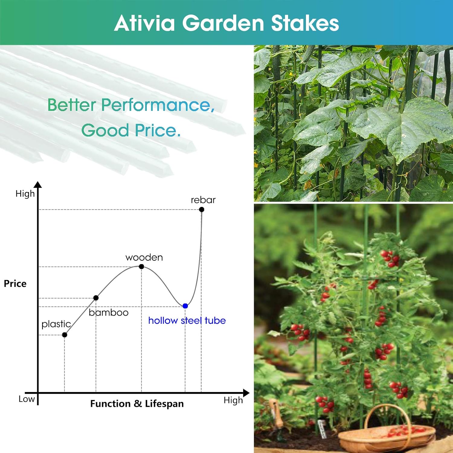Buy Ativia 4ft 25pcs Garden Stakes Plant Support Steel Tube Plastic Coated Sturdy Metal Sticks Plants Supporter For Gardening Tomato Cucumber Strawberry Bean Tree Vegetables 25 Pack 48 Inches Green Online In