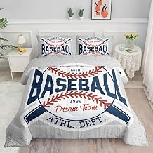Vintage Sports Baseball Comforter Set 3D Baseballs Printed Bedding Set with 1 Comforter and 2 Pillowcases for Boys and Girls Bedroom All SeasonBaseball Twin
