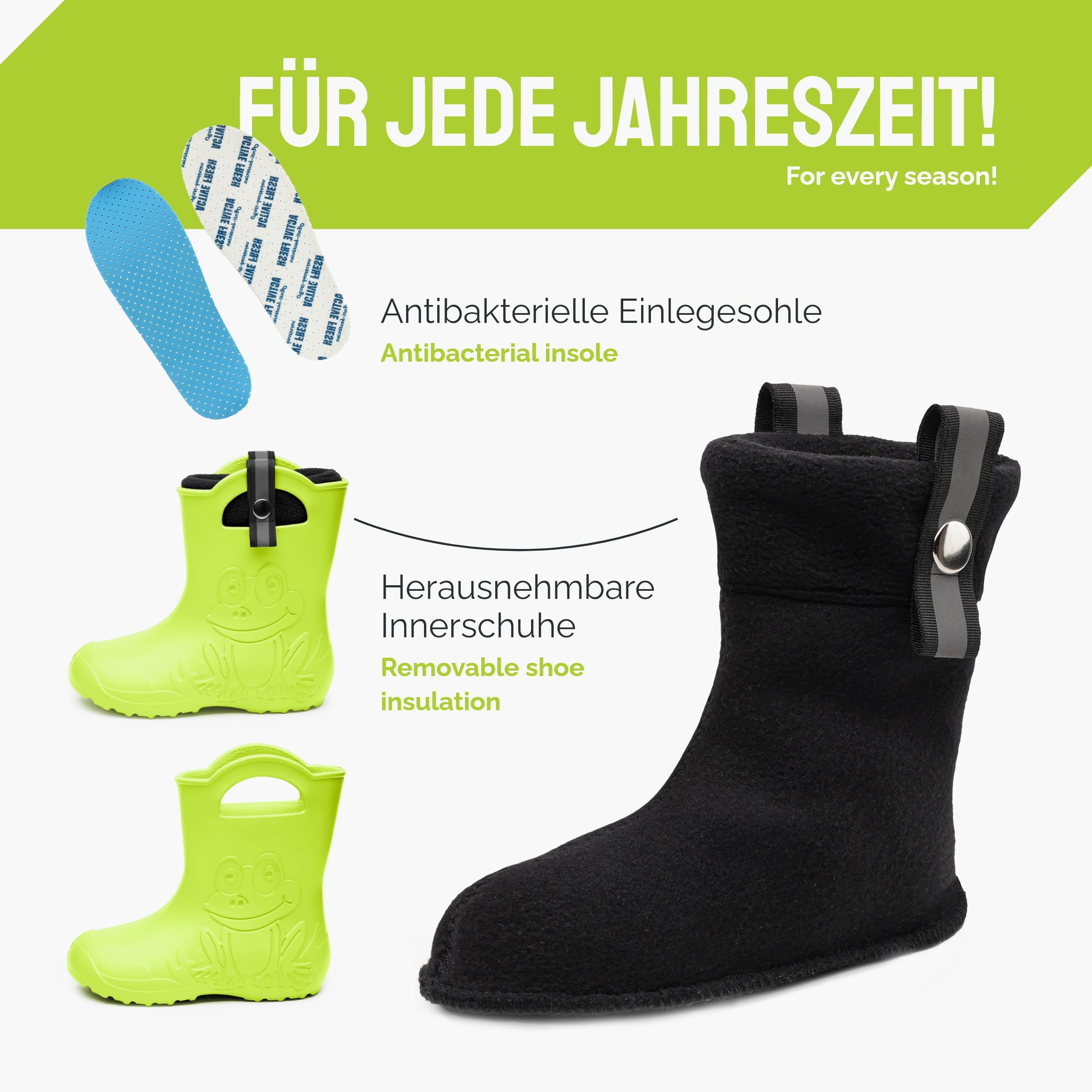 Ladeheid Kinder Federleichte Gummistiefel Thermo Fütterung Mädchen Jungen rutschfest Regenstiefel Kinder Regenschuhe LA-CA-Frog245