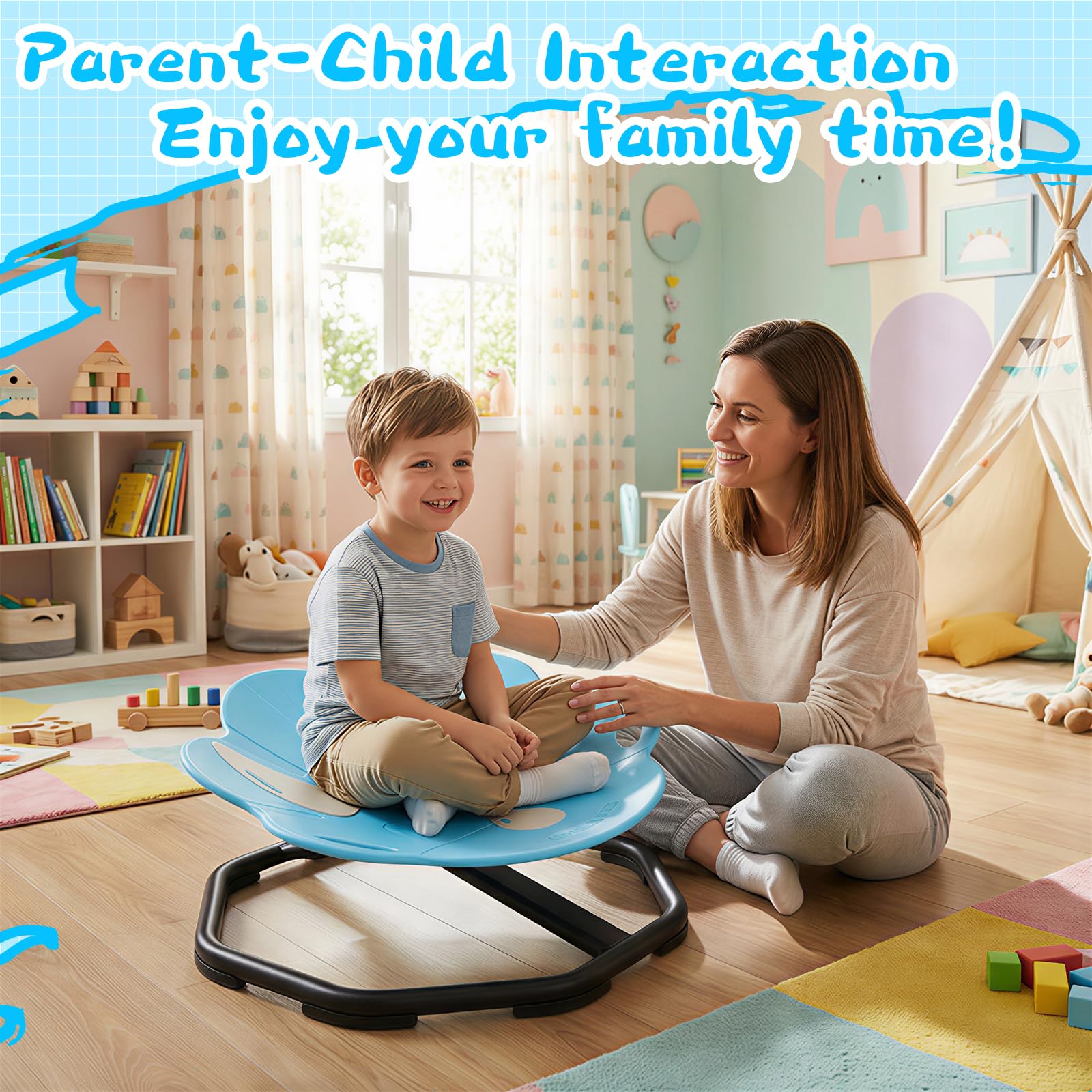 360°Silla giratoria sensorial para niños,Silla Sensorial Giratoria para Niños con Autismo, Carrusel Autismo Silla giratoria para niños con asa, Coordinación Física y Equilibrio, para 3+ niños y niñas