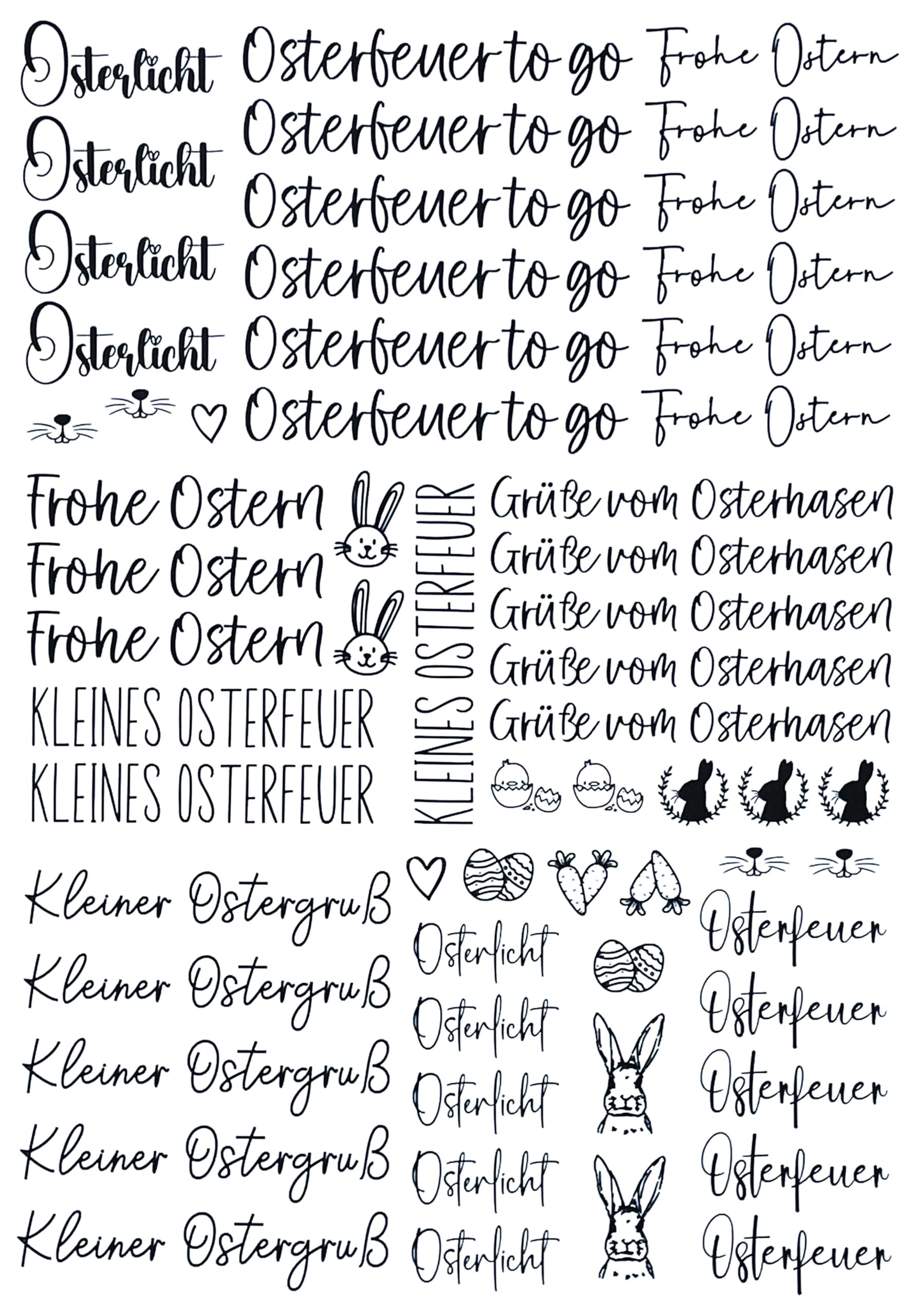 Fräulein Lotti | Wasserschiebefolie fuer Kerzen - Thema: Ostern | Tattoofolie | schwarz DIN A4