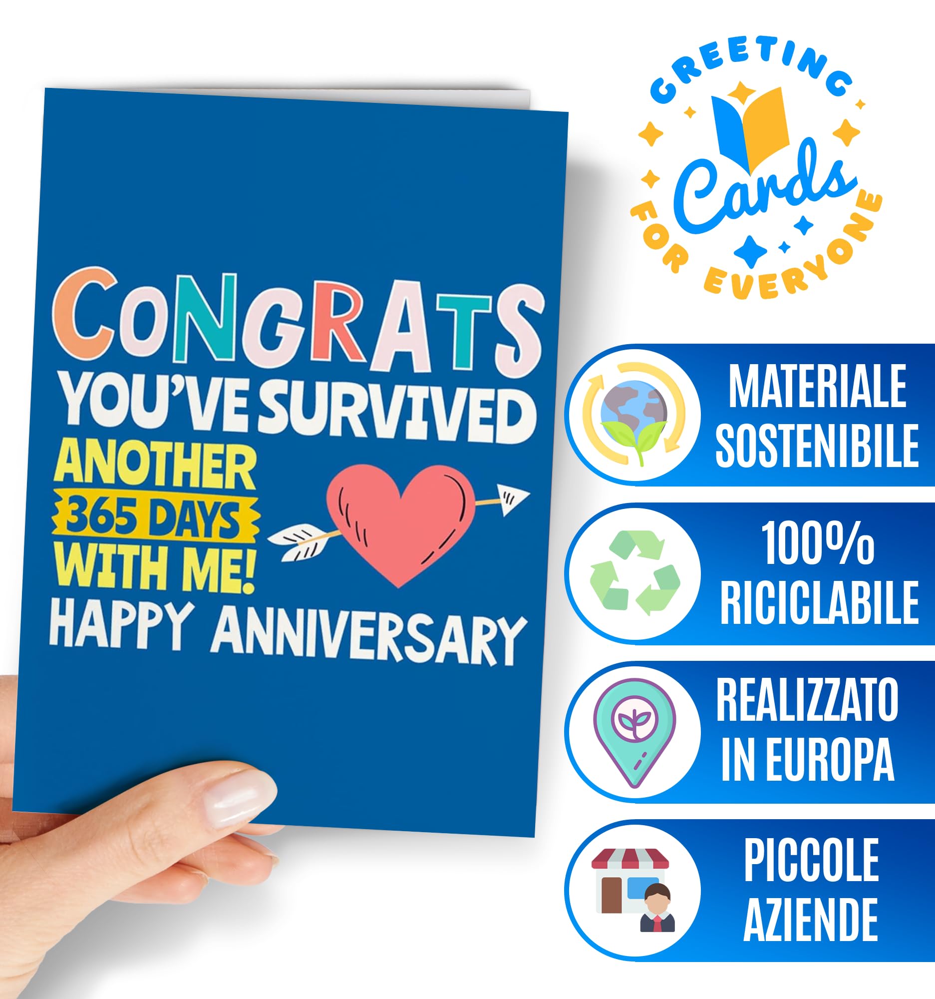 Biglietto Auguri 1° Anniversario | Divertente E Vuoto Dentro, Con Busta Kraft | Regalo Per Lui/lei