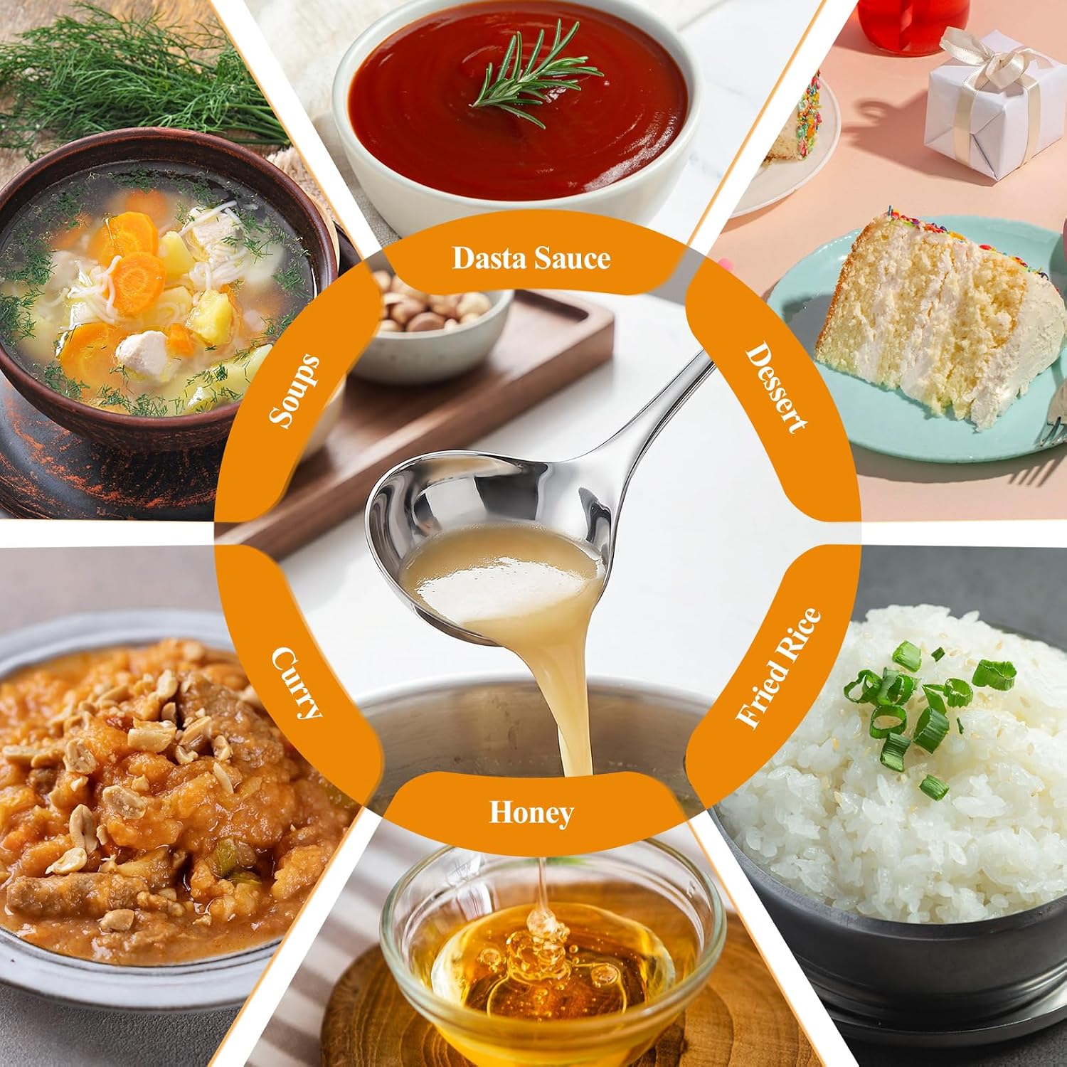 8 Pcs Stainless Steel Soup Ladle Small Ladle Spoon with Long Handle